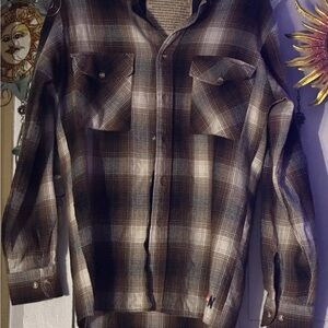 Plaid Button-Up Shirt Rare Aviator Nation Wool blend? Flannel Medium Rare